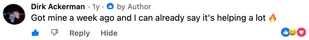 Screenshot of a Facebook comment by Dirk Ackerman
