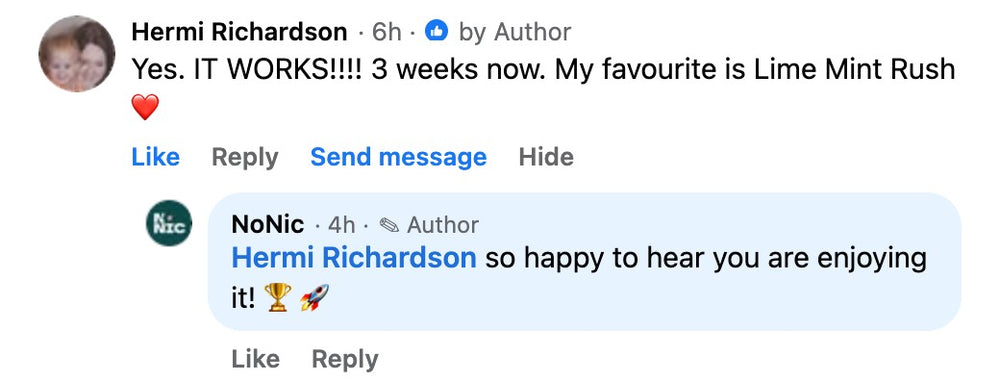 Screenshot of a Facebook comment by Hermi Richardson